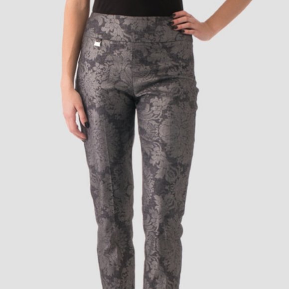Joseph Ribkoff Pants - Joseph Ribkoff Black & Silver Grey Crop Pants Size 6 Style 163796